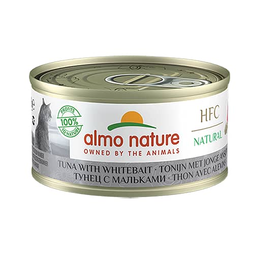 Almo Nature Cat HFC Tuna & Whitebait konservi kaķiem Tuncis, mailītes 70g